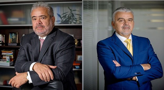 Horia Manda, șeful Axxess Capital și președintele Patria Bank (stânga), Bogdan Merfea, directorul general al Patria Bank. Sursă foto: Patria Bank.